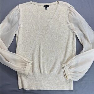 TALBOTS‎ Sheer Sleeve V-Neck Pullover Size S